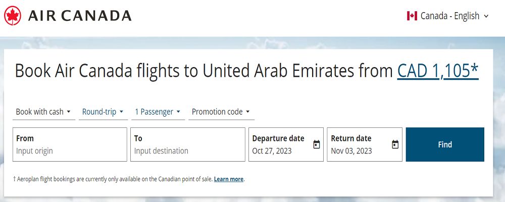 Air Canada how to get discount code